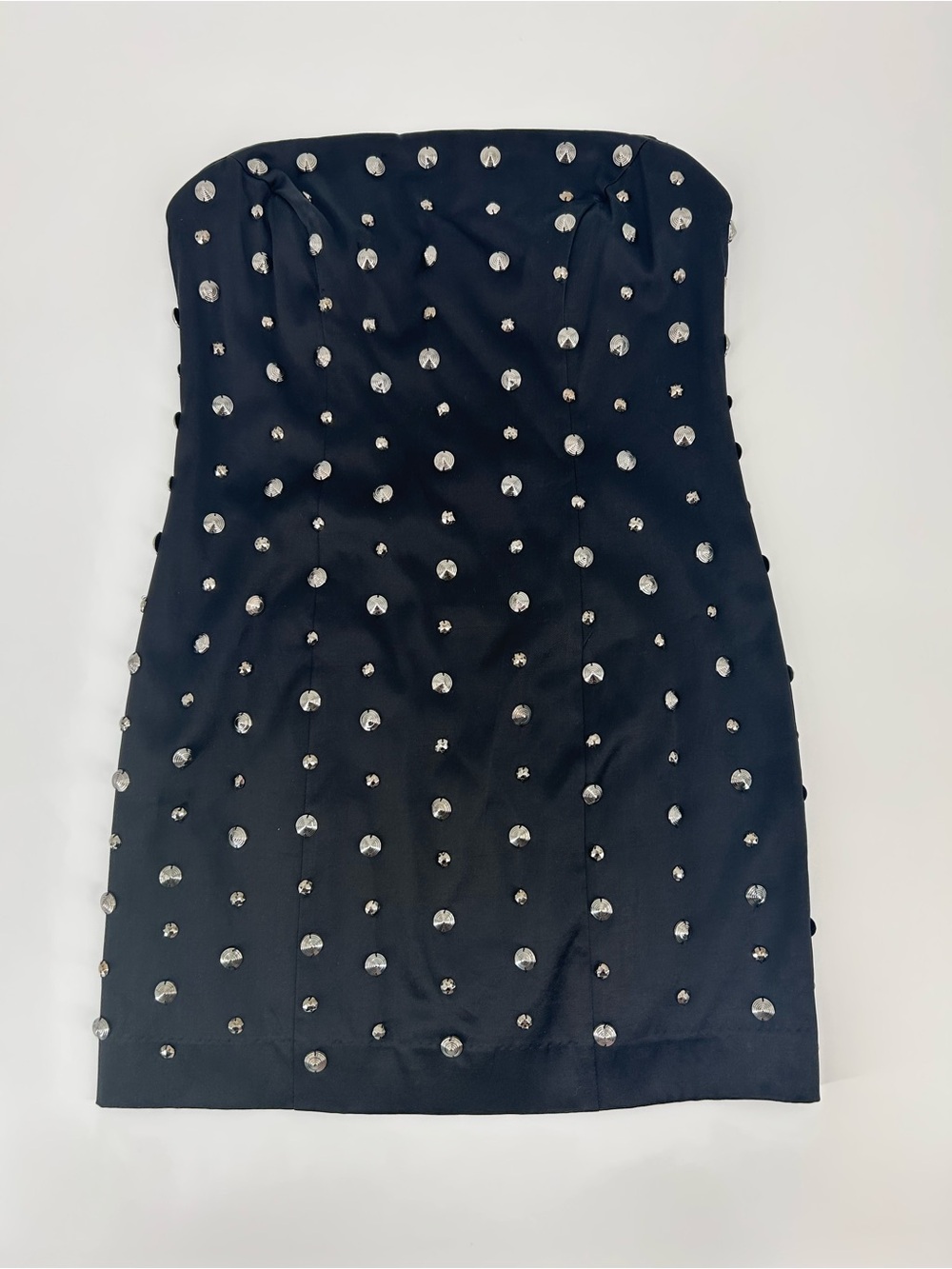 Vintage Bebe Strapless Studded Bodycon Mini Dress Black Size M Homecoming